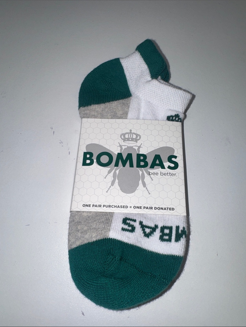 Bombas Low-Cut Socks in Green, White & Gray
